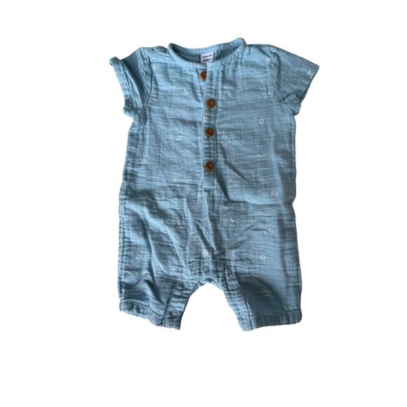 Nordstrom Baby Blue Henley Romper & Hat Set Size Newborn - Picture 3 of 8